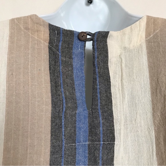 Zig Zag Asian Collection Striped Poncho Top Cotton Made in Nepal Boxy Lagenlook - Picture 6 of 9